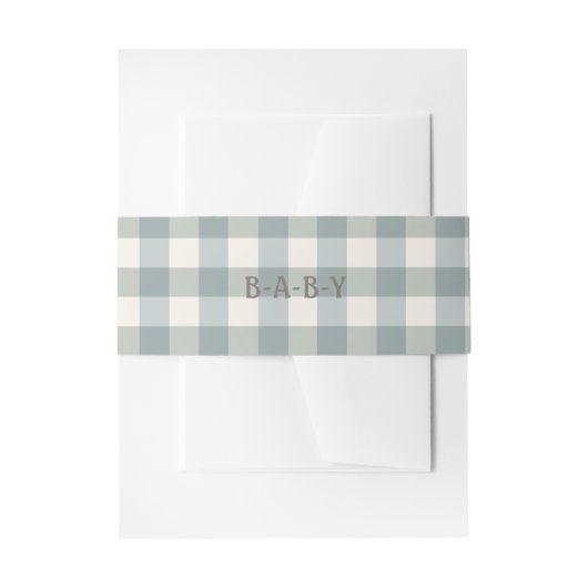 Green Play Gingham Baby Typografie Simple Uitnodigingen Wikkel (Voorkant Voorbeeld)
