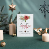 Green Poinsettia Noël Fête Invitation