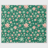 Green Poinsettia Pattern Kerstmis Cadeaupapier (Vlak)