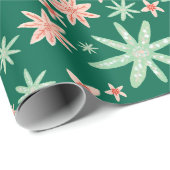 Green Poinsettia Pattern Kerstmis Cadeaupapier (Rol Hoek)