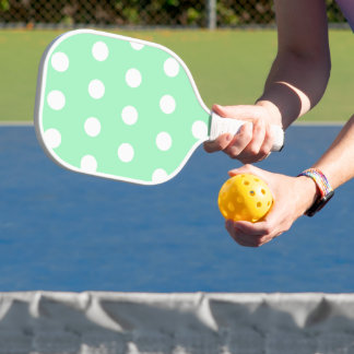 Green Poka Dots Pickleball Paddle