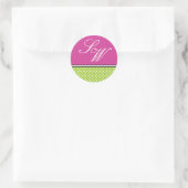 Green Polka Dot and Pink Wedding Sticker (Tas)