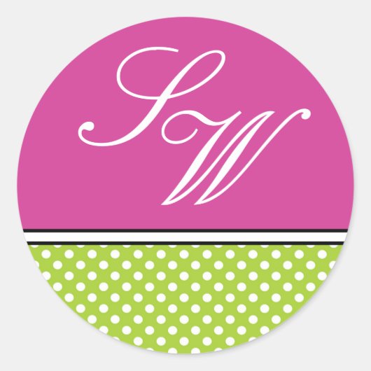 Green Polka Dot and Pink Wedding Sticker (Voorkant)