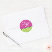 Green Polka Dot and Pink Wedding Sticker (Envelop)