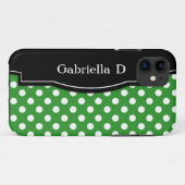 Green Polka Dot Black Frame iPhone 5 coque (Dos (Horizontal))