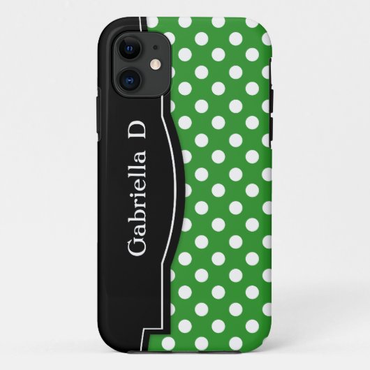 Green Polka Dot Black Lijst iPhone 5 hoesje (Achterkant)