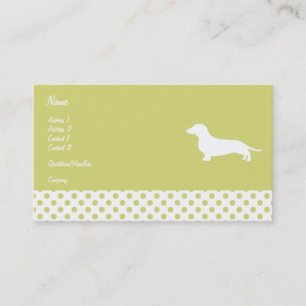 Green Polka Dot Dachshund Visitekaartje
