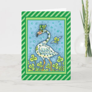 GREEN POLKA DOT FLAMINGO, FUNNY ST. PATRICK'S DAG FEESTDAGEN KAART