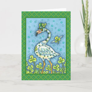 GREEN POLKA DOT FLAMINGO, FUNNY ST. PATRICK'S DAG FEESTDAGEN KAART