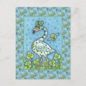 GREEN POLKA DOT FLAMINGO, FUNNY ST. PATRICK'S DAG FEESTDAGENKAART (Voorkant)