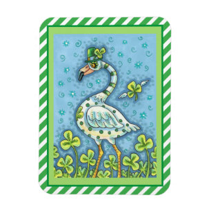 GREEN POLKA DOT FLAMINGO, FUNNY ST. PATRICK'S DAG MAGNEET