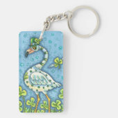 GREEN POLKA DOT FLAMINGO, FUNNY ST. PATRICK'S DAG SLEUTELHANGER (achterkant)
