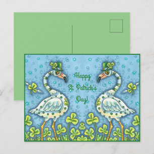 GREEN POLKA DOT FLAMINGOS, FUNNY ST. PATRICK'S DAG FEESTDAGENKAART