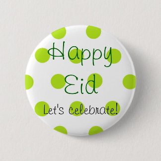 Green Polka Dot Happy Eid-toets Ronde Button 5,7 Cm