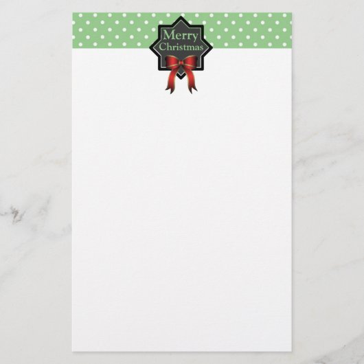 Green Polka Dot Kerstmis Briefpapier (Voorkant)