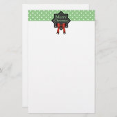 Green Polka Dot Kerstmis Briefpapier (Voorkant / Achterkant)