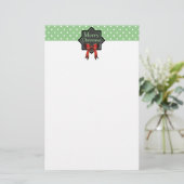 Green Polka Dot Kerstmis Briefpapier (Staand voorkant)