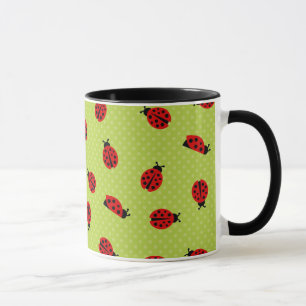 Green Polka Dot Ladybug Mok