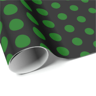 Green Polka Dot Modern Black Cadeaupapier
