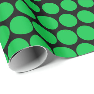 Green Polka Dot Modern Black Cadeaupapier