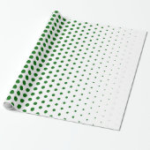 Green Polka Dot Modern White Cadeaupapier (Uitgerold)