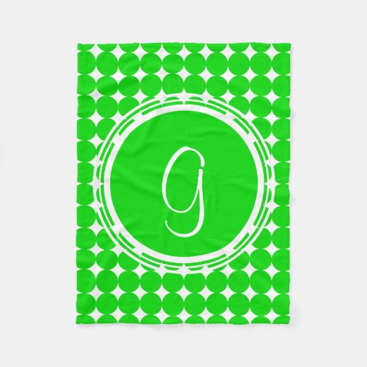 Green Polka Dot Monogram Fleece Deken (Voorkant)