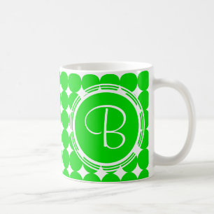 Green Polka Dot Monogram Koffiemok