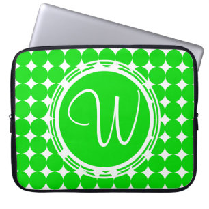 Green Polka Dot Monogram Laptop Sleeve