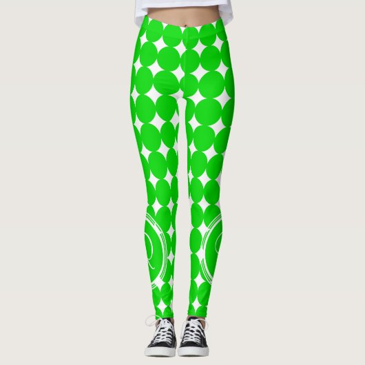 Green Polka Dot Monogram Leggings (Voorkant)
