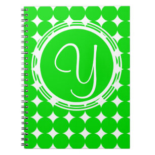 Green Polka Dot Monogram Notitieboek