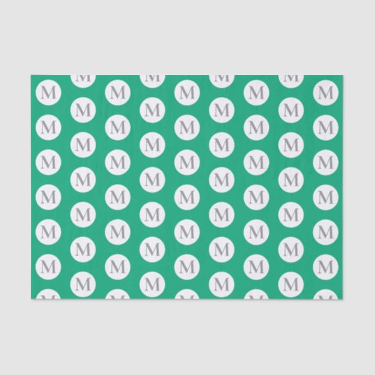 Green Polka Dot Monogram Tas Tissuepapier (Voorkant)