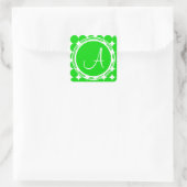 Green Polka Dot Monogram Vierkante Sticker (Tas)