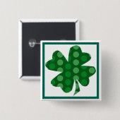 Green Polka Dot Shamrock Button (Voorkant /achterkant)