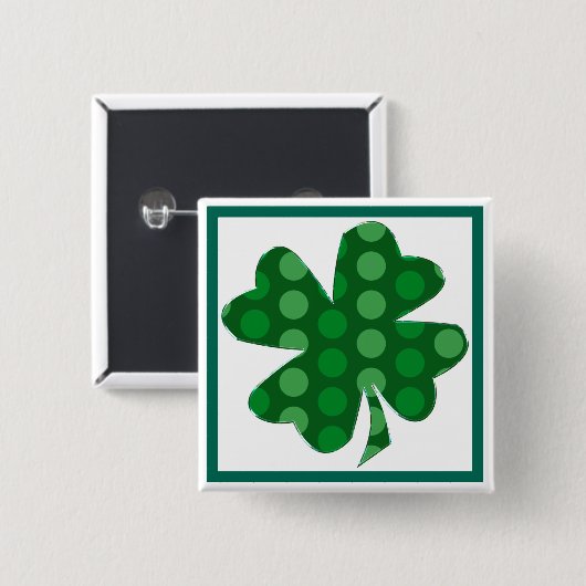 Green Polka Dot Shamrock Button (Voorkant /achterkant)