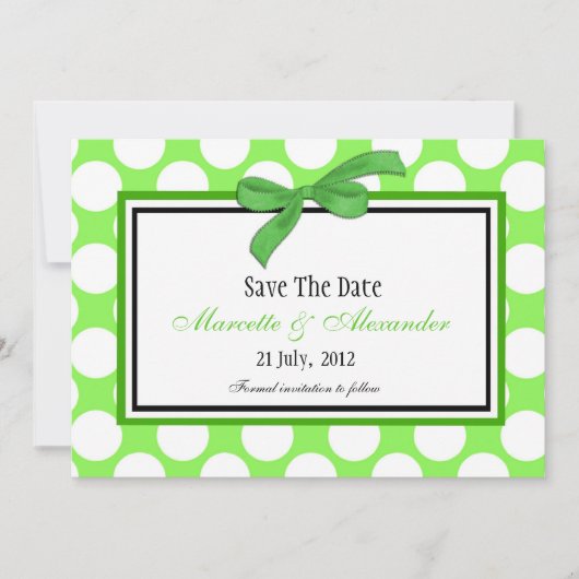 Green Polka Dot sparen de Datum Save The Date (Voorkant)