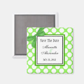 Green Polka Dot Wedding Save the Date Magneet (Voorkant / Achterkant)