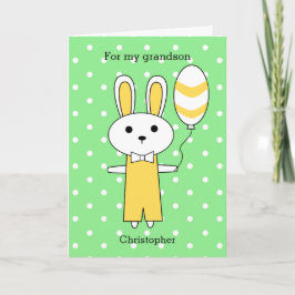 Green Polka Dot Yellow Easter Bunny Feestdagen Kaart