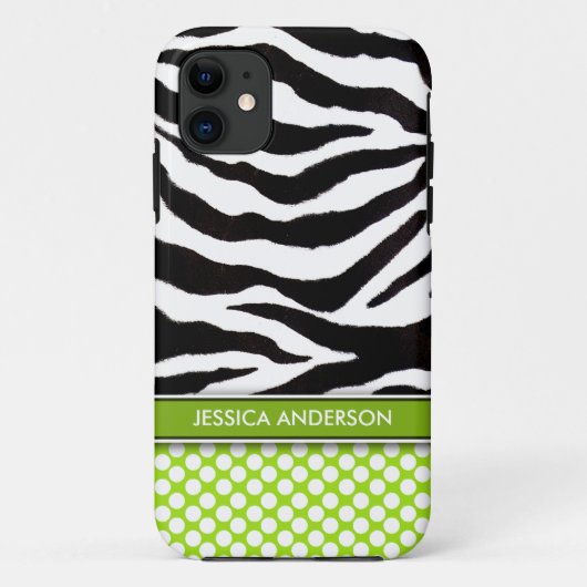 Green Polka Dot Zebra Stripe iPhone 5 Hoesje (Achterkant)
