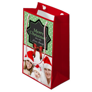 Green Polka Dots Festive Custom Foto Kerstmis Klein Cadeauzakje
