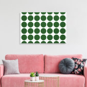 Green Polka Dots on White Canvas Afdruk (Insitu (Woonkamer))