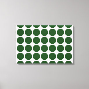Green Polka Dots on White Canvas Afdruk