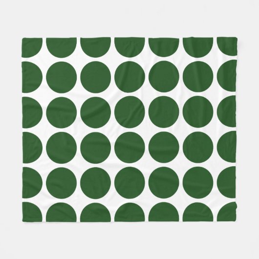 Green Polka Dots on White Fleece Deken (Voorkant (Horizontaal))