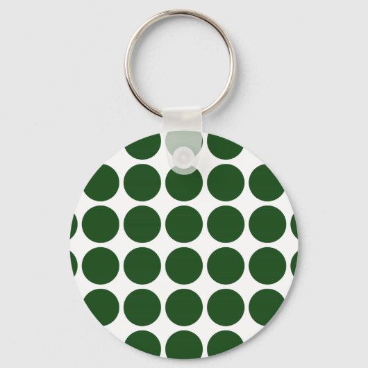 Green Polka Dots on White Sleutelhanger (Voorkant)