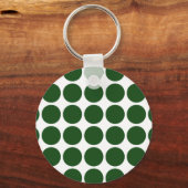 Green Polka Dots on White Sleutelhanger (Voorkant)