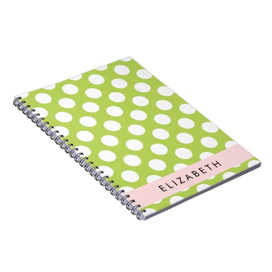 Green Polka Dots, Polka Dot Pattern, Jouw naam Notitieboek (Rechterzijde)
