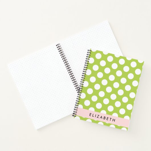 Green Polka Dots, Polka Dot Pattern, Jouw naam Notitieboek (Binnen)