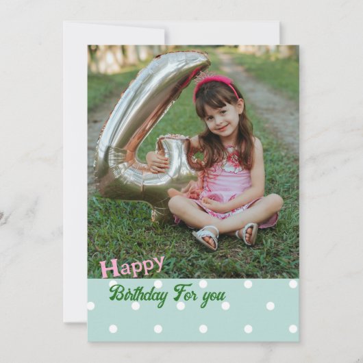 Green Polka point photo Cartes d'anniversaire (Devant)