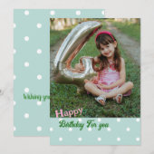 Green Polka point photo Cartes d'anniversaire (Devant / Derrière)
