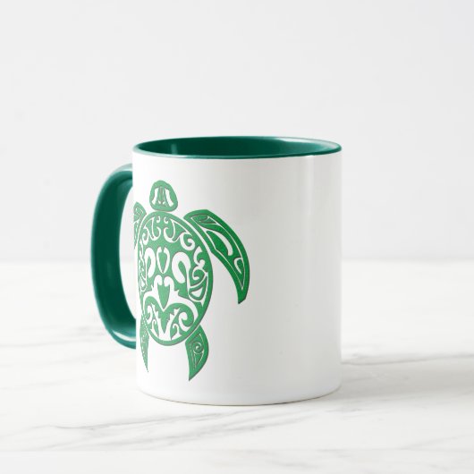 Green Polynesiaanse Zee Turtle Mok (Voorkant links)