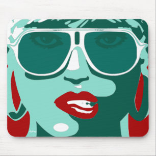 Green Pop Art  dameszonnebrillen Rode Lippen Muismat